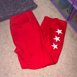 DSG Red 7/8 Length Star Print Patriotic Workout Leggings